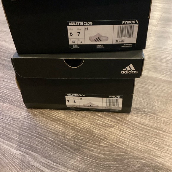 Brand New Adidas Adilette White/Black Clog sz 7 & 8 women left - Picture 11 of 11